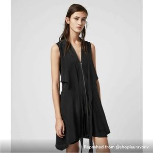 ALL SAINTS Jayda Kazuno Asymmetric Zipper Detail Dress XS